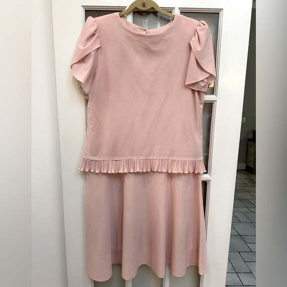 Vintage Boston Maid Light Blush Pink Flapper Ruffle Dress Women’s Size 12 Large - Picture 1 of 11